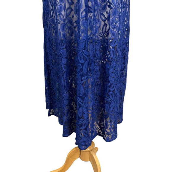 LuLaRoe Blue Lace Duster Vest Sleeveless Open Front Size Medium - Picture 3 of 8